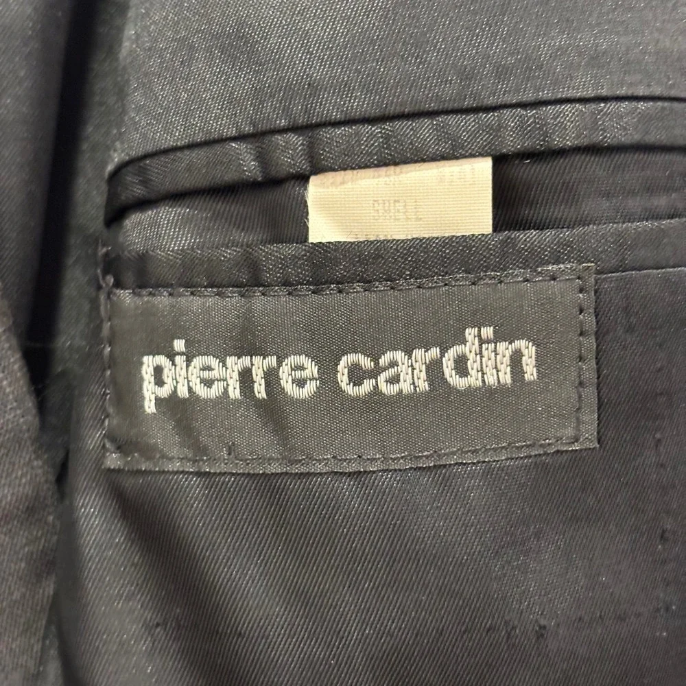 Pierre Cardin Mens 44R Wool Blazer Jacket Grey Pinstripe Charcoal Suit Coat